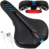 Sportliches Gel-Fahrradsattel mit Lampe, schwarz Produktbild-Vorschau 1
