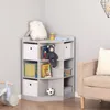 HOMCOM Kinderboekenrek, hoekmodel met 3 opbergboxen, grijs, Productafbeelding-voorbeeld 2