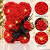 Roter Rosenbär mit Blumenstrauß und Lichterkette, 25 cm, Produktbild-Vorschau 4