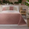 VELVI Tagesdecke 220x240cm - Puderrosa mit geometrischem Produktbild-Vorschau 2