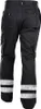 The back view of black work pants with reflective stripes at the bottom. Produktbild-Vorschau
