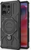 A black protective phone case with a ring holder is shown from the side, with a phone partially visible inside. Produktbild-Vorschau