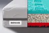 A cutaway view of a mattress showing its internal layers, with a brand label visible on the side. Produktbild-Vorschau