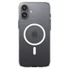 A clear, professional studio shot of the back of a transparent phone case with a magnetic ring and Apple logo visible. Podgląd zdjęcia produktu
