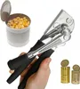 A hand holding a can opener over a can of corn, with two other cans in the background. Voir les images du produit