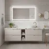 A modern bathroom vanity with a sink and mirror. Anteprima dell’immagine prodotto