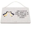 Mr. & Mrs. Panda Holzschild Pinguine Kuss DIN A5 - Grau Produktbild-Vorschau 3