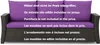 A sofa with purple cushions on a white background, with text in multiple languages overlayed on the cushions. Náhľad obrázku produktu