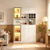 Armoire haute vitrine, 120x33x200 cm, meuble de salon avec Voir les images du produit 5