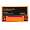 A top-down view of an orange motorcycle battery with black text and branding. Anteprima dell’immagine prodotto