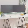 A desk setup with dual monitors on a riser, keyboard, mouse, and some desk accessories. Voir les images du produit