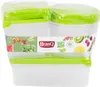 A set of plastic food containers with green lids, wrapped in clear plastic packaging. Anteprima dell’immagine prodotto