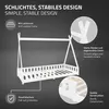 A white tipi-style children's bed with various features highlighted by text and close-up images. Produktbild-Vorschau