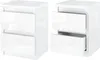 Two white bedside tables with two drawers each, shown from a slightly angled front view. Voir les images du produit