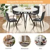 A round dining table with four chairs, shown in a room setting, with smaller inset images showing different room applications. Produktbild-Vorschau