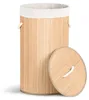 VOUNOT® VOUNOT Wäschekorb Bambus mit Deckel, 58L Rund Produktbild-Vorschau 1