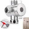A chrome shower diverter valve with a diagram showing its installation and a small inset image of a hand shower in use. Anteprima dell’immagine prodotto