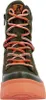 A close-up, front view of a green and orange hiking boot. Produktbild-Vorschau