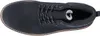 A top-down view of a black boot with laces and a gray knitted collar. Produktbild-Vorschau
