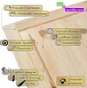 Close-up image of a wooden door with various feature callouts and text overlays. Produktbild-Vorschau