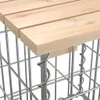Close-up view of a gabion bench with wooden slats. Produktbild-Vorschau