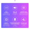 A grid of icons and text describing product features against a gradient background. Produktbild-Vorschau