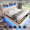 A modern bed with storage and LED lighting in a bedroom setting. Náhled obrázku produktu