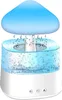 A mushroom-shaped humidifier with a blue light and water droplets. Voir les images du produit