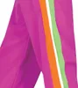 Close-up of the side of pink athletic pants with orange, white, and green stripes. Produktbild-Vorschau