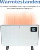 A white convection heater with a digital display, emitting orange heat waves from the top. Anteprima dell’immagine prodotto