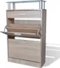 vidaXL Schuhschrank mit Schubfach & oberes Glasregal Holz Produktbild-Vorschau 2