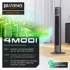 A promotional image for a Brandson tower fan, showcasing its features and modes. Produktbild-Vorschau