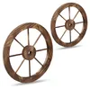 Relaxdays Wagenrad aus Holz, 2er Set, Deko für Garten, Produktbild-Vorschau 1