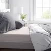 Bettwäsche Baumwolle 155x220 cm Set Grau Streifen Produktbild-Vorschau 3