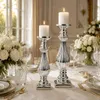2er Set Kerzenleuchte 32 & 39 cm Silber Keramik Hochglanz Produktbild-Vorschau 5