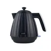 A black electric kettle with a fluted design is shown against a white background. Produktbild-Vorschau