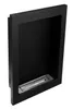 A black, rectangular recessed fireplace insert with a metal burner at the bottom, shown against a white background. Voir les images du produit