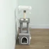 PawHut Škrabadlo 107 cm Mačací veža s jaskyňou, plyšové Náhľad obrázku produktu 8