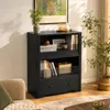 Kleine Vitrine 100x80x50cm Schwarz, 2 Fächer mit halbhohen Produktbild-Vorschau 1