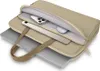 A beige laptop bag with a laptop, tablet, phone, and mouse inside. Náhľad obrázku produktu