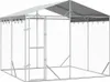 An outdoor dog kennel with a roof, made of galvanized steel. Voir les images du produit
