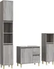 A set of three bathroom furniture pieces, including a tall cabinet, a vanity unit, and a smaller cabinet, are displayed against a white background. Produktbild-Vorschau