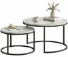 HOMCOM Couchtisch rund 2er Set Stapelbarer Wohnzimmertisch Produktbild-Vorschau 1