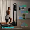 A man is performing a lunge exercise on a Speediance fitness machine, with diagrams illustrating different training modes. Produktbild-Vorschau
