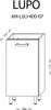 A technical drawing of a white cabinet with dimensions indicated. Podgląd zdjęcia produktu