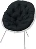 A black cushion on a white wicker chair with silver legs, isolated on a white background. Náhled obrázku produktu