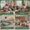 Bodensofa 120 cm Grün Chenille-Gewebe, dichte Polsterung, Produktbild-Vorschau 3