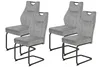 Four gray dining chairs with black metal frames are shown against a white background. Produktbild-Vorschau