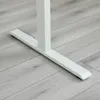 The base of a white standing desk is shown on a light gray wood-look floor. Náhled obrázku produktu
