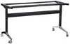 A black and chrome table frame with wheels, shown against a white background. Voir les images du produit